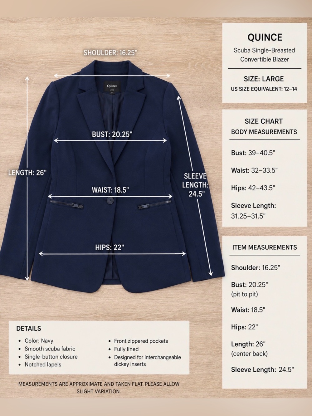 Bundle: Veronica Beard Jeans&Top, Quince Scuba Blazer w/Cashmere Dickey Insert - Picture 4 of 6